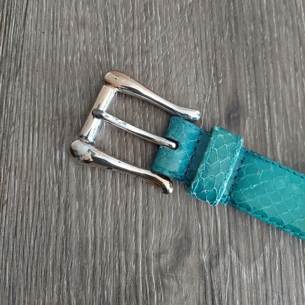 RETRO COLLECTIF GENUINE SNAKESKIN TEAL BELT SIZE LARGE
